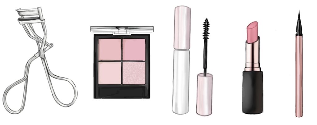 ポイントメイクに使用するコスメのイラスト