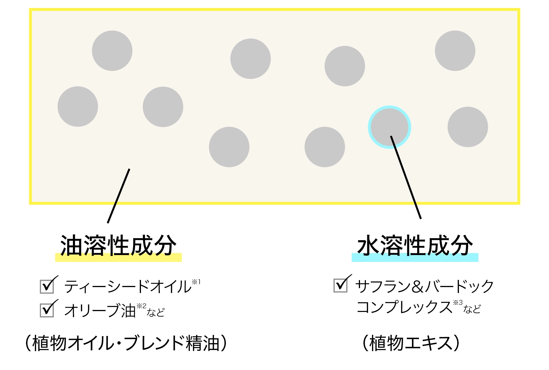 THREE バランシング クレンジング オイル Ｎの「エッセンスインオイル処方」の説明イラスト