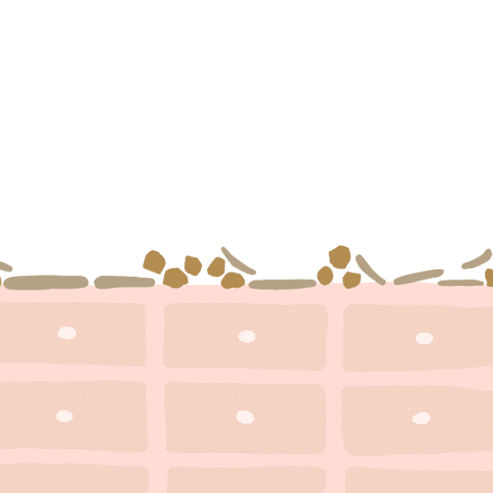 バターがオイル状に変化し、汚れを落としているイメージのアニメーション