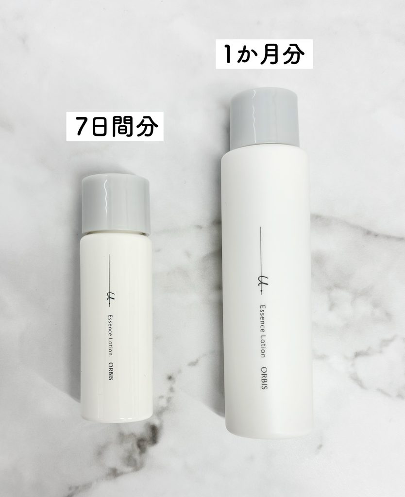 化粧水の大きさ比較写真
（7日間分と1か月分)